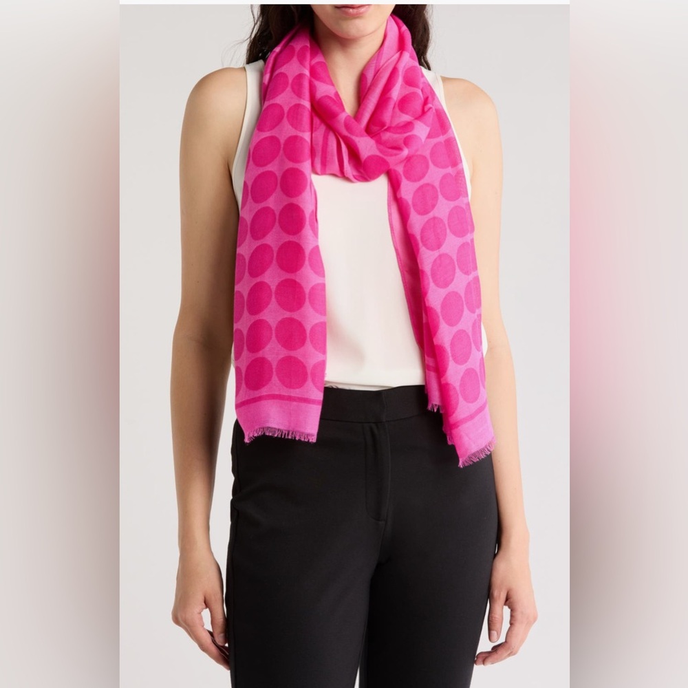 Kate Spade Dot Oblong Scarf in Vivid Snapdragon (Hot Pink)